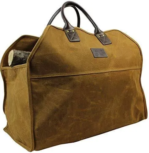 Waxed Canvas Firewood Log Carrier Tote