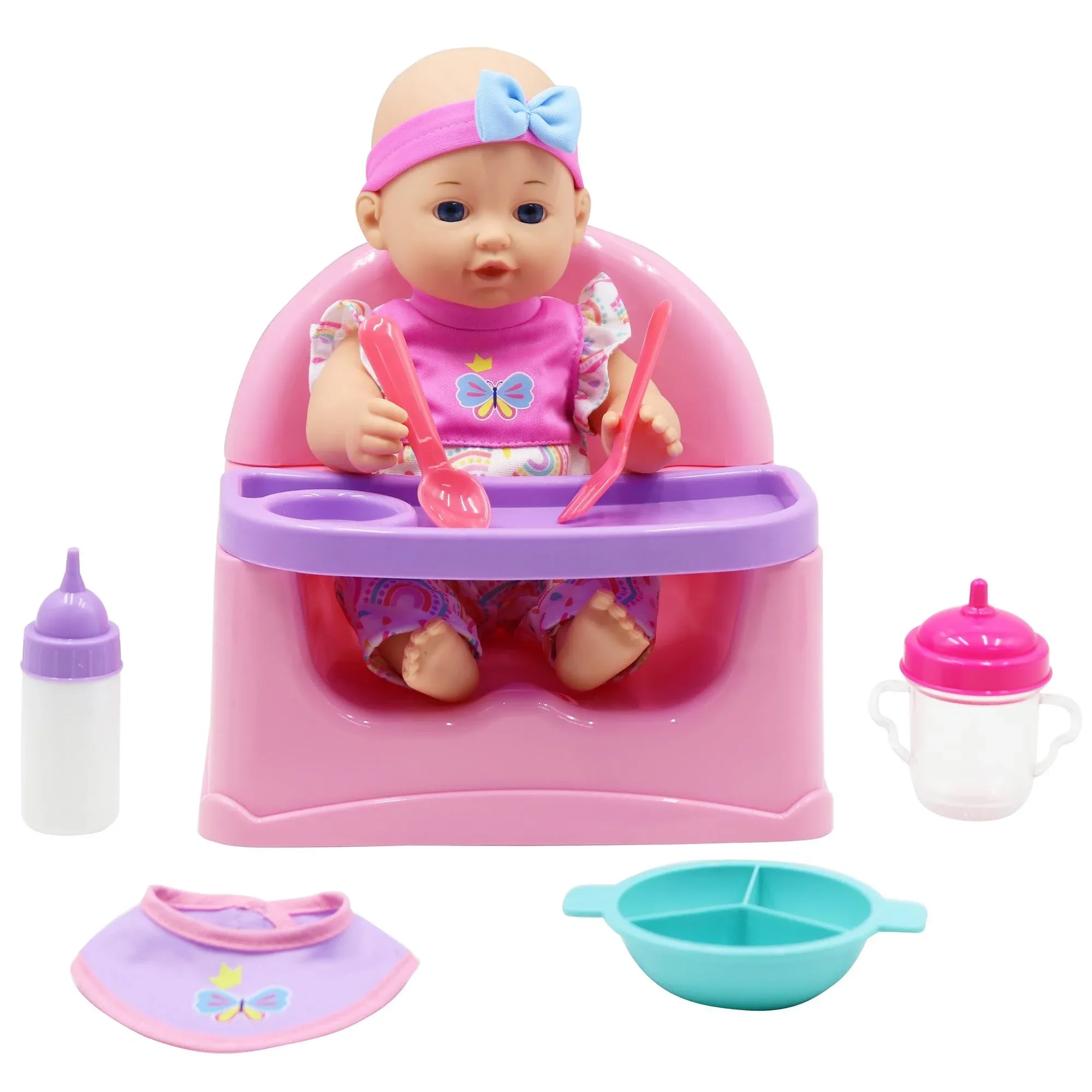 Feeding Fun Baby Doll Gi-Go Dolls, Kids 7 Piece Playset