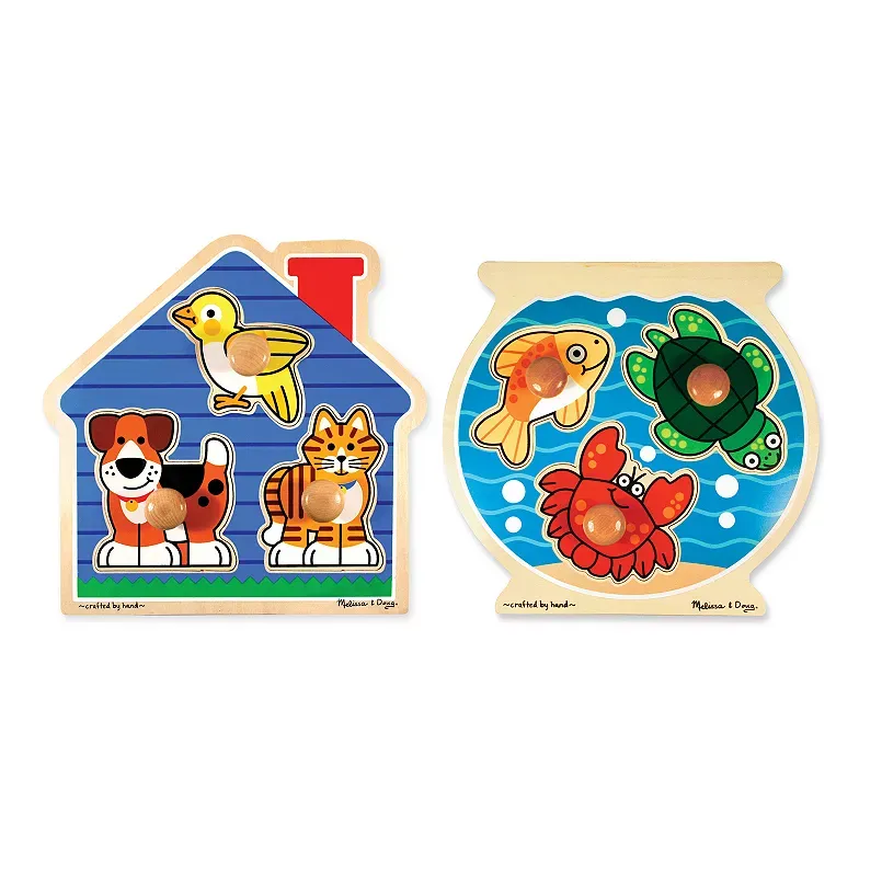 Melissa & Doug Fish & Pets Jumbo Knob Puzzle Bundle