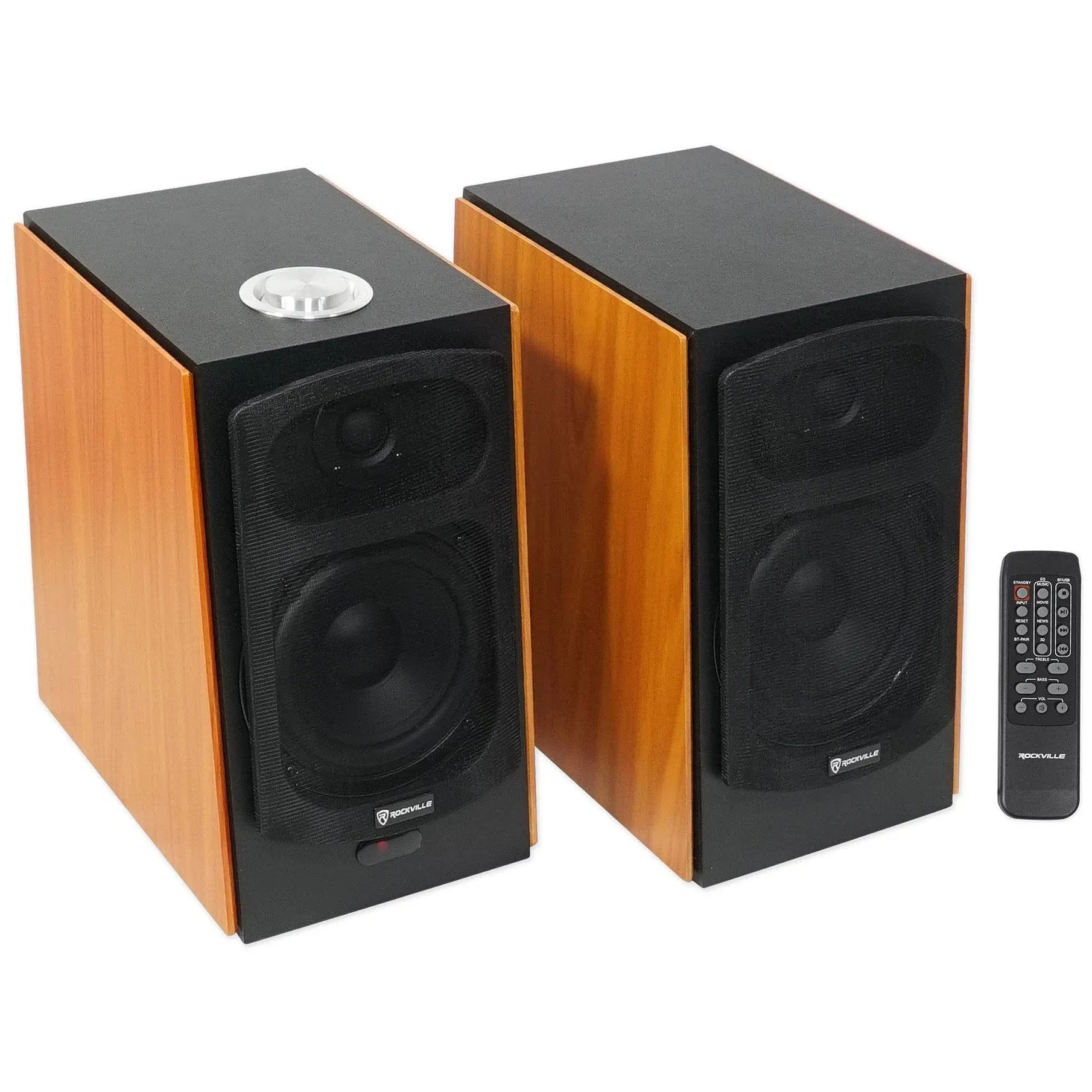 (2) Rockville HD5 5&#034; Powered Bookshelf Speakers Bluetooth Monitors w/21&#034; Stands