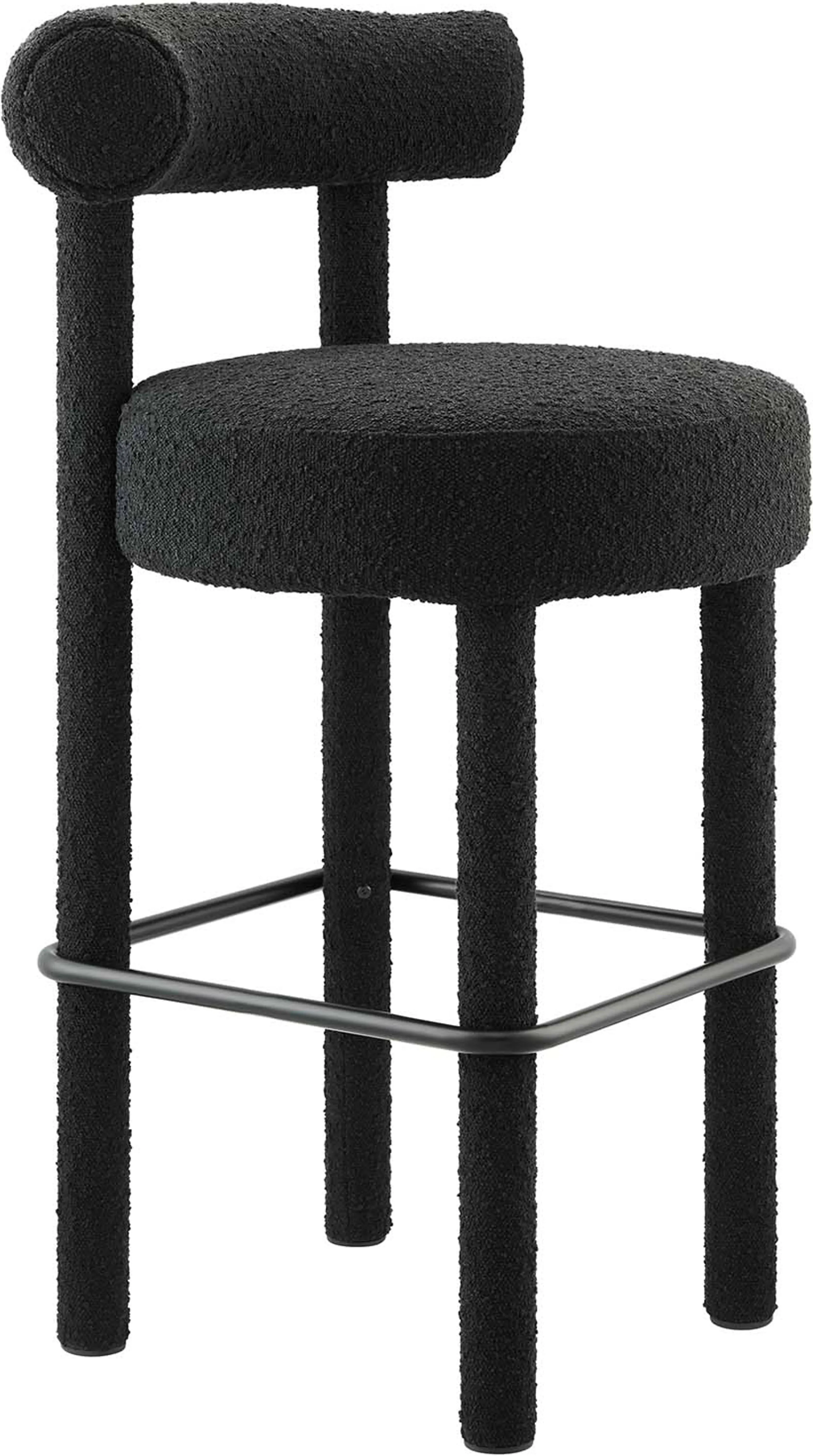 Toulouse Boucle Fabric Bar Stool, Black