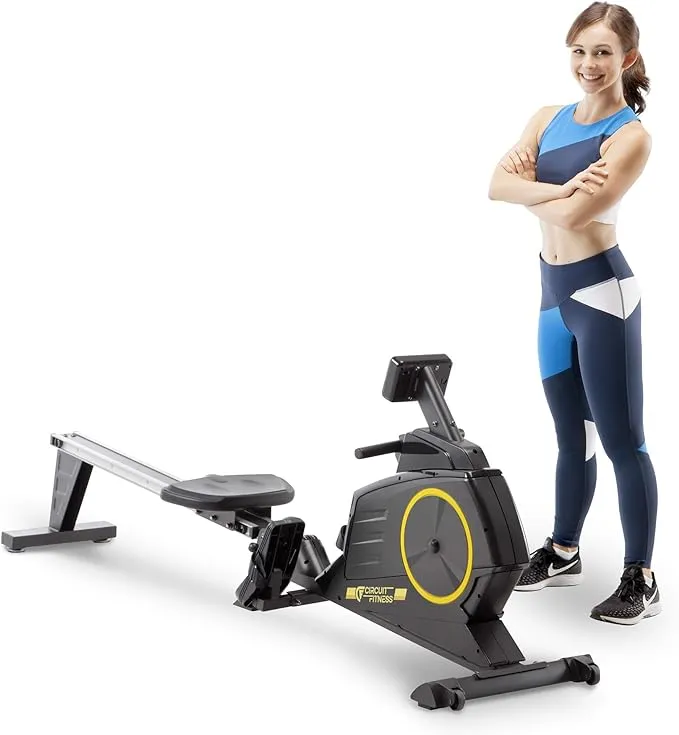 Circuit Fitness Deluxe Foldable Magnetic Rowing Machine with 8 Resistance Settings and LCD Monitor