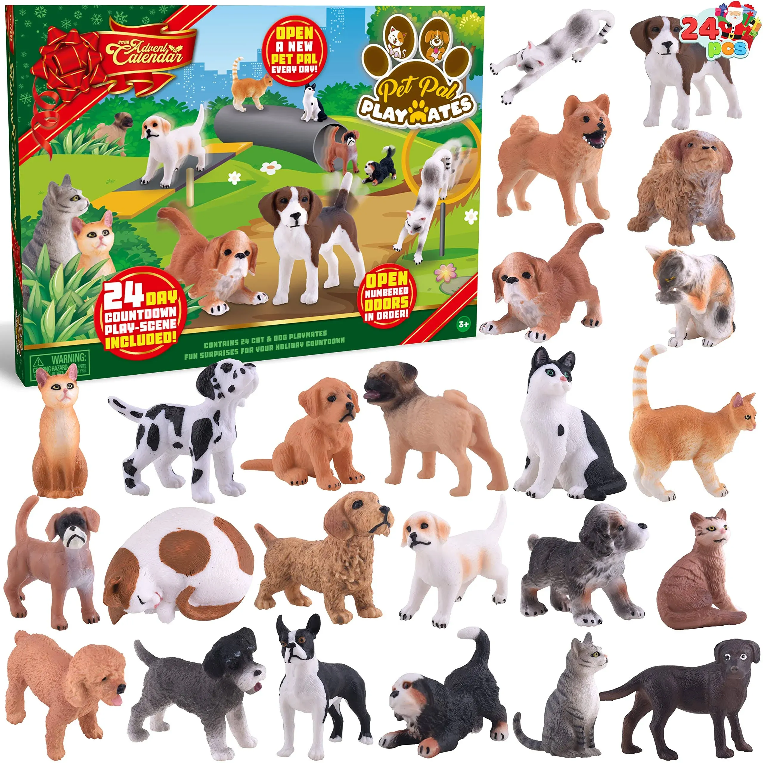 JOYIN 2023 Christmas Advent Calendar with Dog and Cat Animal Action Figures ...