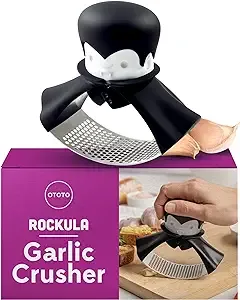 OTOTO Rockula Garlic Press Rocker - Garlic Masher, Garlic Rocker, Rocking Garlic Press Stainless Steel - Garlic Smasher Spooky Gifts - Easy to Clean