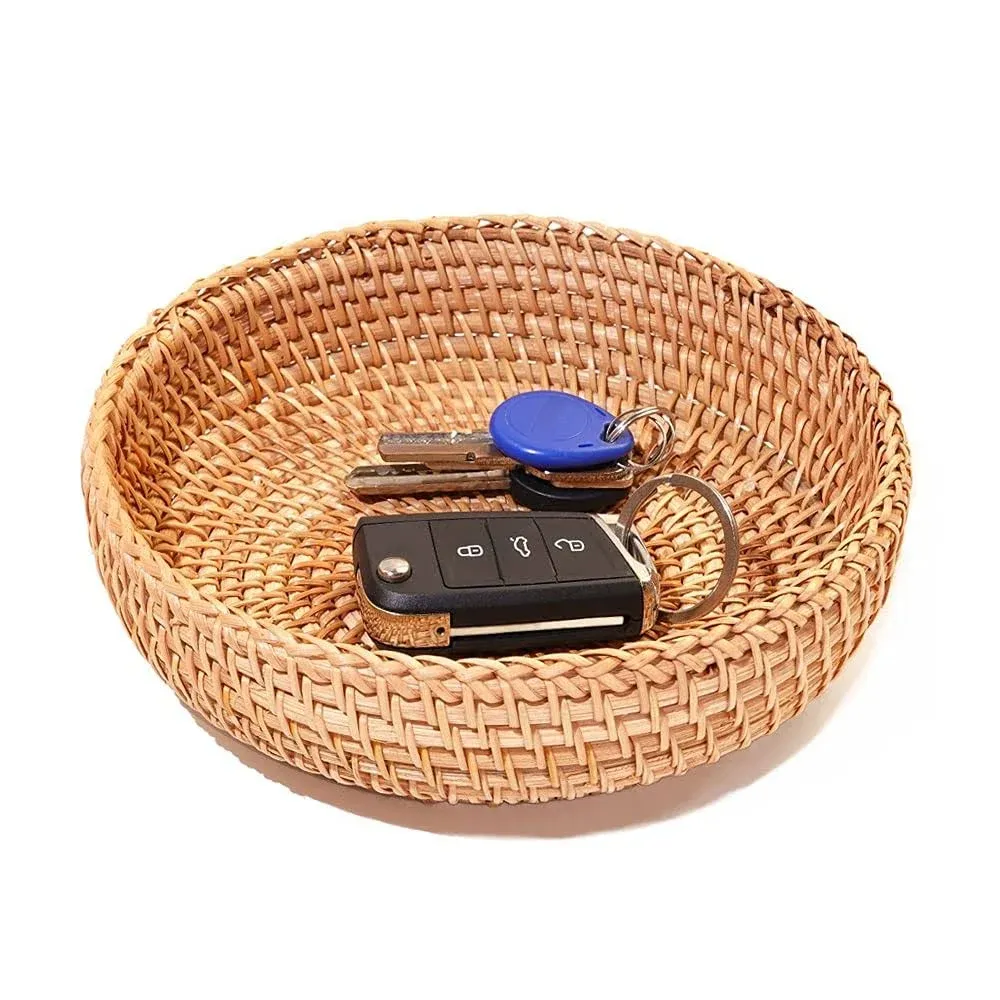 Afiaiwei Small Round Keys Basket for Entryway Woven Baskets for Organizing ...