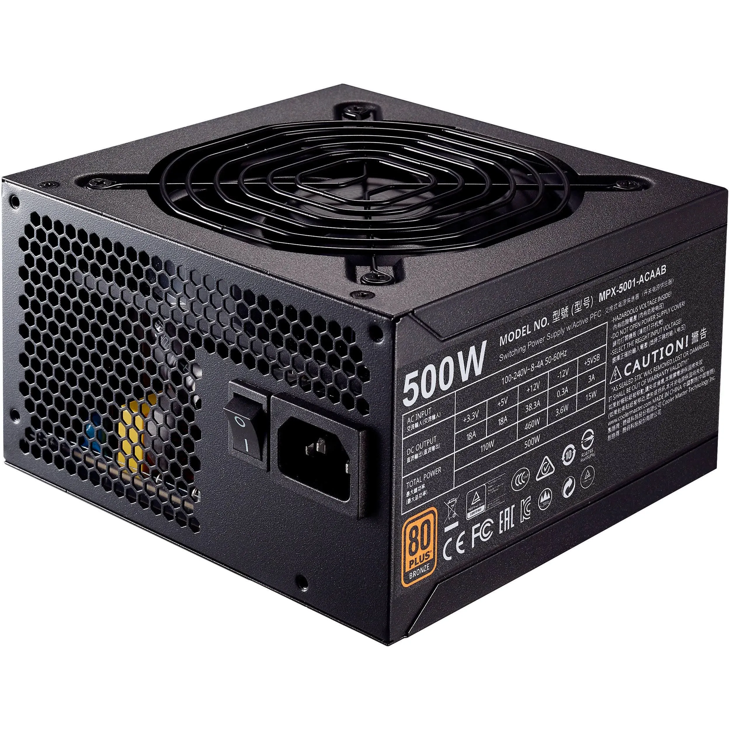 Cooler Master MWE Bronze 500 Power Supply - 80 Plus Bronze - 500W