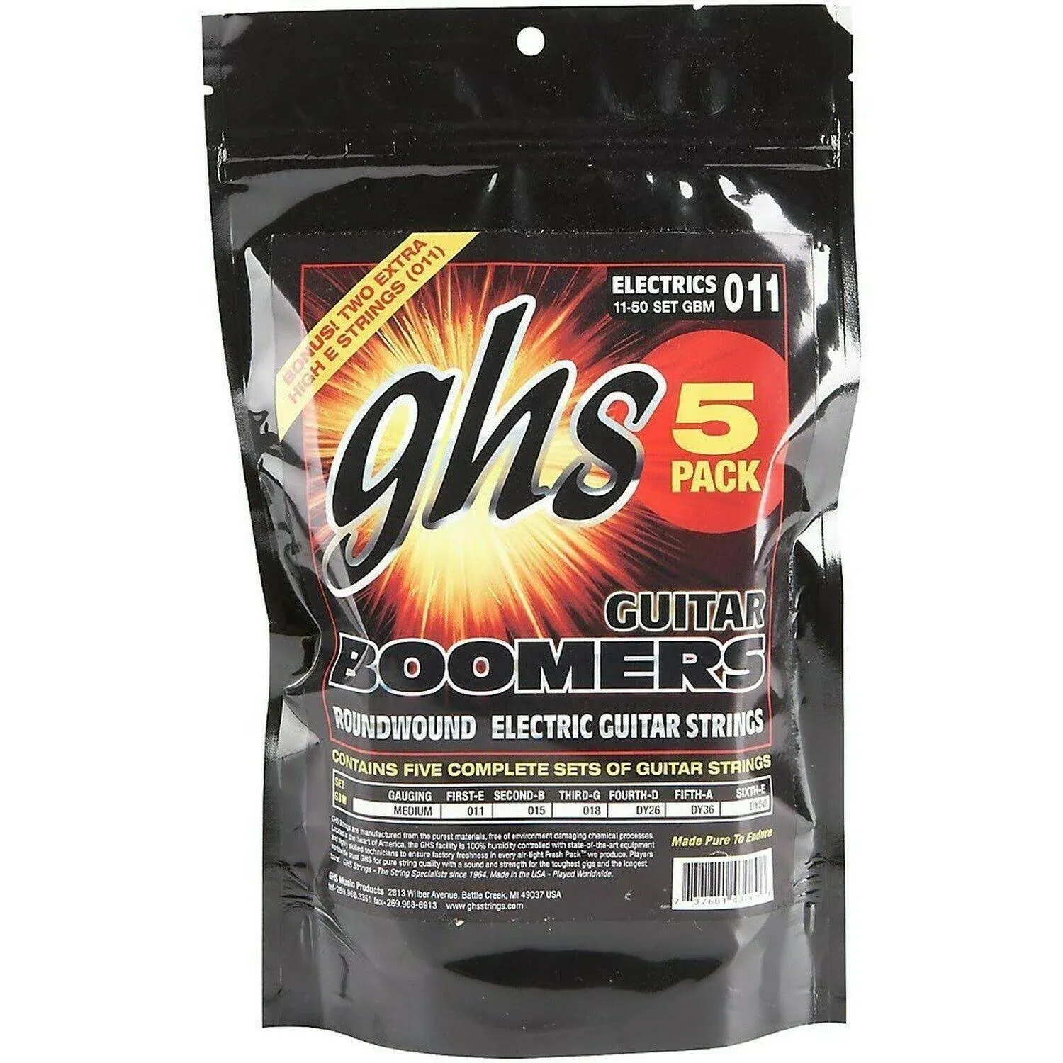 GHS Boomers Electric Guitar Strings - 6 Pack GBM-5