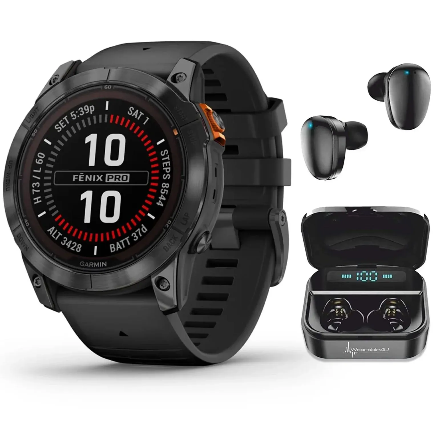 Garmin Fenix 7 Pro Solar Series Multisport GPS 42/47/51 mm Smartwatch 51mm / 7x Pro Solar Non-Sapphire/Black / +Black Earbuds