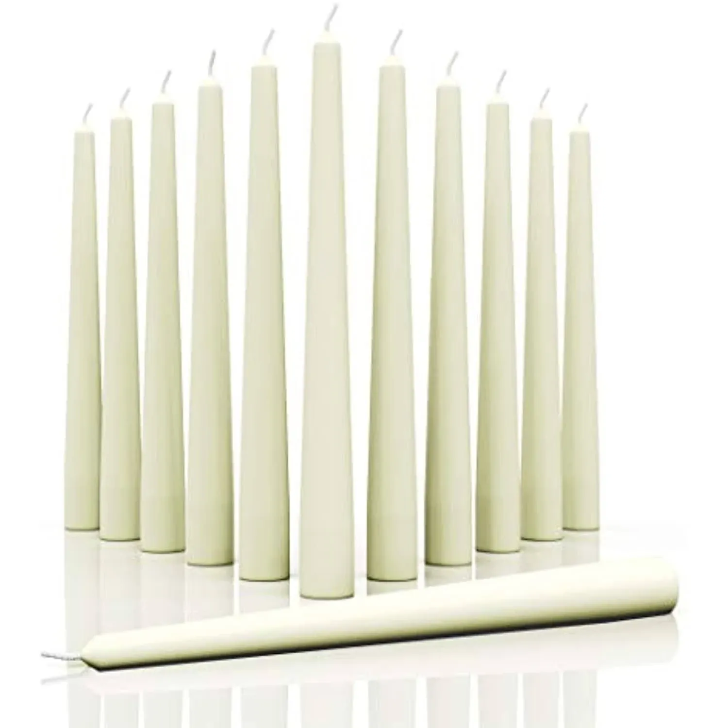 CANDWAX 12 inch Taper Candles Set of 12 - Dripless and Smokeless Candle Unscented - Slow Burning Candle Sticks Pearl Candles, Beige