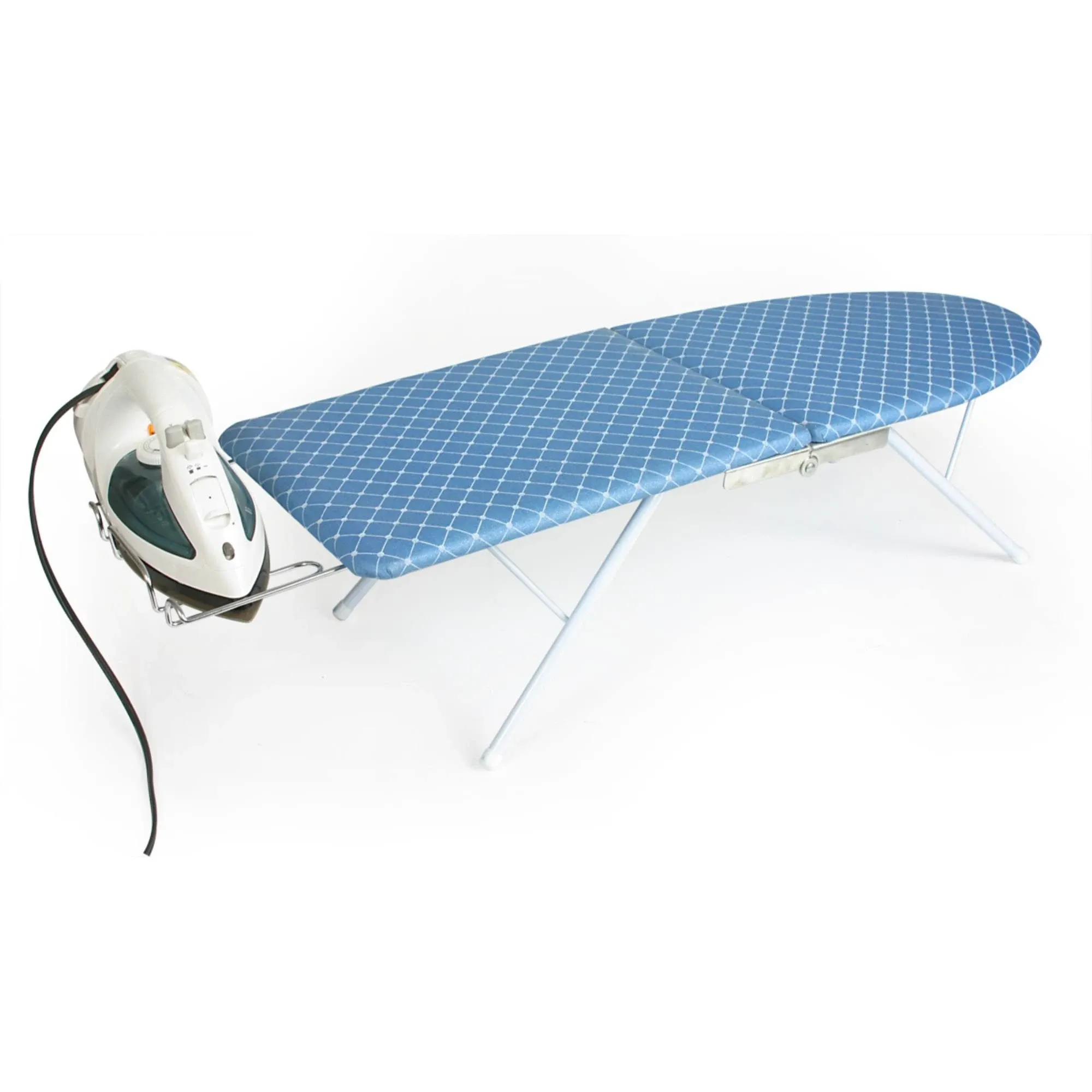 Camco Folding Ironing Board- Easily Folds for Convenient Storage After Each Use Perfect for Traveling, RVs and Campers- (43904), Blue and White