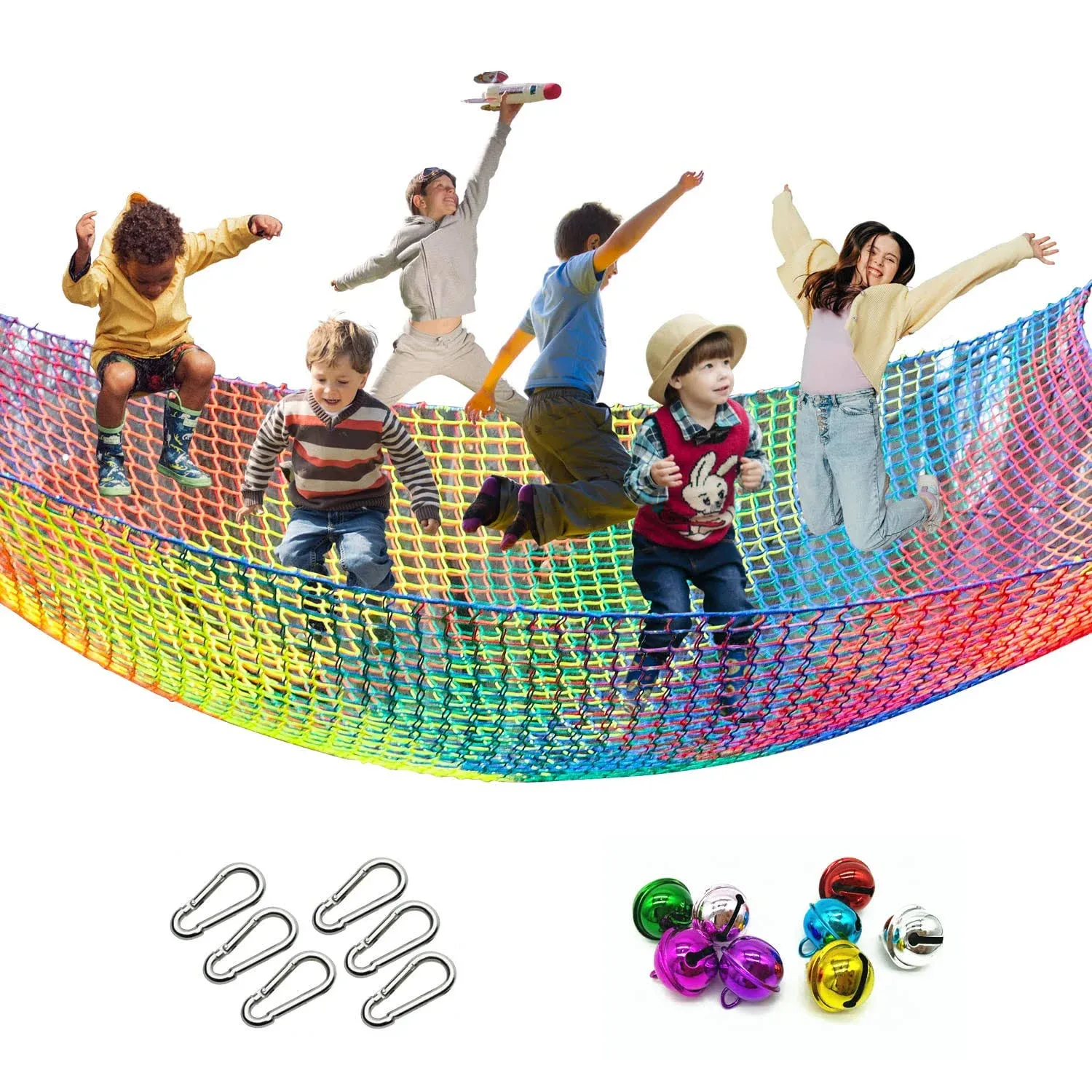  Climbing Cargo Net, 6.5&#039; X 9.8&#039; Double Layers Playground Safety Net, Kids 