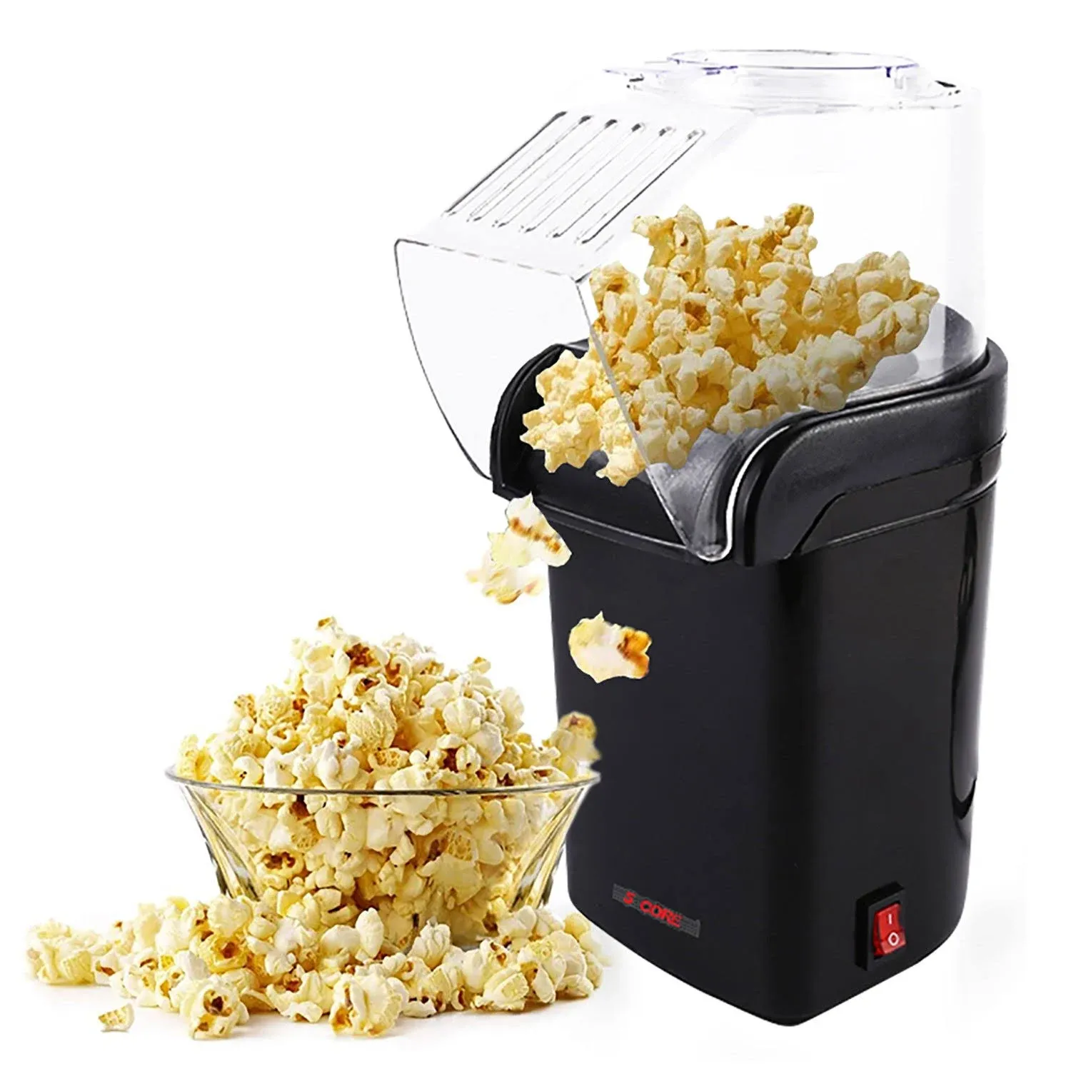 5 Core Hot Air Popcorn Popper Machine 1200W Electric Popcorn Kernel Corn Maker Bpa Free, 95% Popping Rate, 2 Minutes Fast, No Oil-Healthy Snack for Kids Adults, Home, Party, Gift POP G