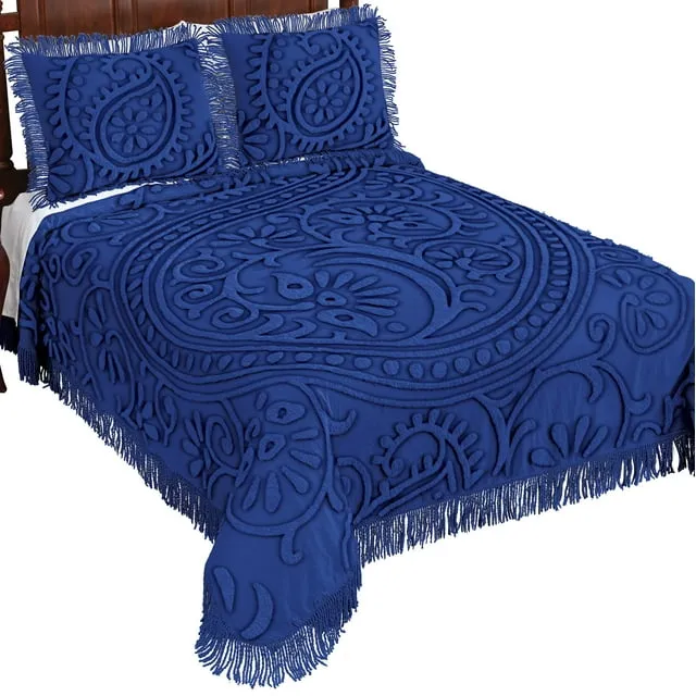 Collections Etc Tufted Paisley Scrolling Design Chenille Bedspread