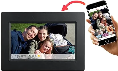 7 Inch Smart WiFi Digital Picture Frame with Touch Screen, Send Photos or Small Videos from Anywhere, IPS LCD Panel, Built in 8GB Memory, Wall-Mountable, Portrait&Landscape(Black)