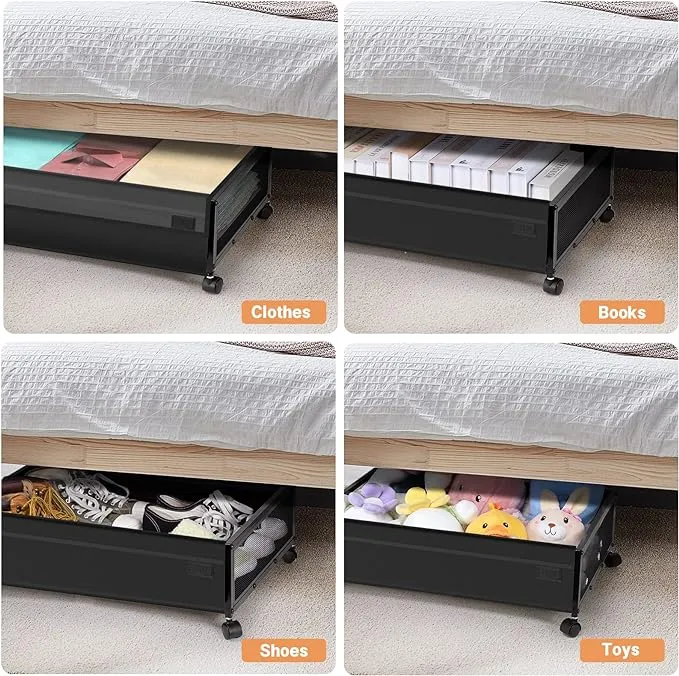 2 Pack Under Bed Storage with Wheels,Under Shoe Organizer Drawer...