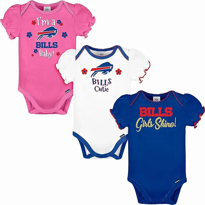 Gerber Baby Girls' NFL Team 3 Pack Short Sleeve Onesie Bodysuit