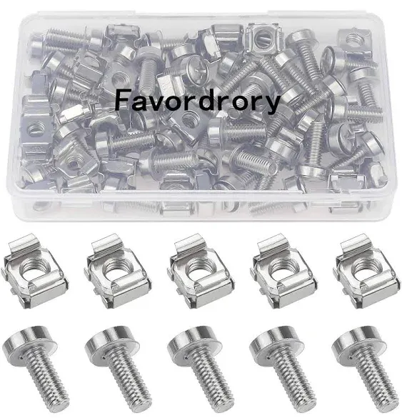 Favordrory 30 Pack M6 x 20mm Rack Mount Cage Nuts Screws and Washers for Rack...