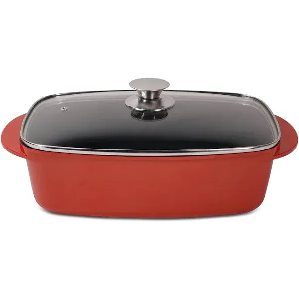 Sedona Pro 5.5-Qt. Aluminum Multi-Purpose Roaster Pan with Lid, Non-Stick, Red