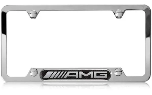 OEM GENUINE MERCEDES BENZ AMG LICENSE PLATE FRAME STAINLESS STEEL CARBON FIBER