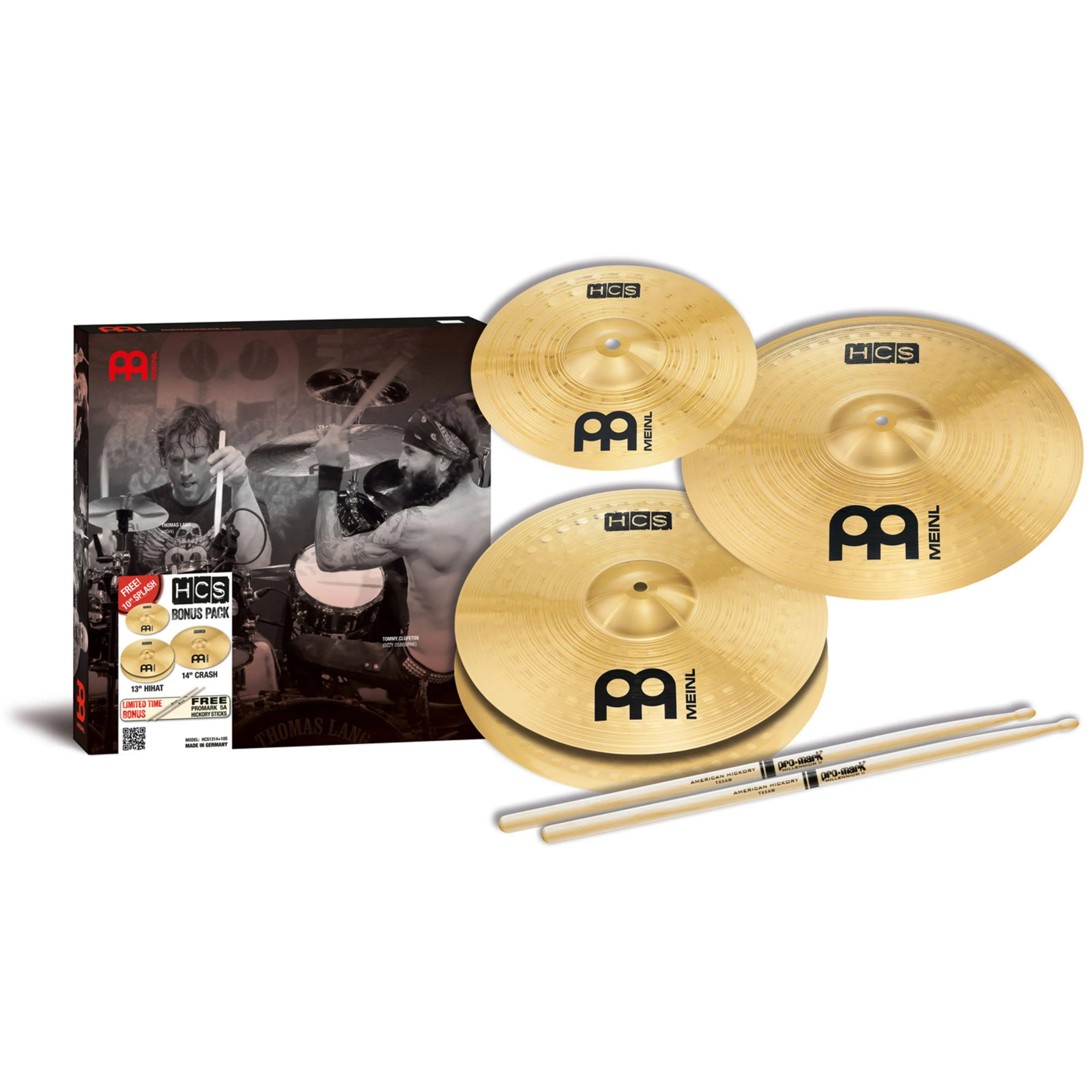 Meinl HCS Cymbal Pack with Free Splash, Sticks and Lessons