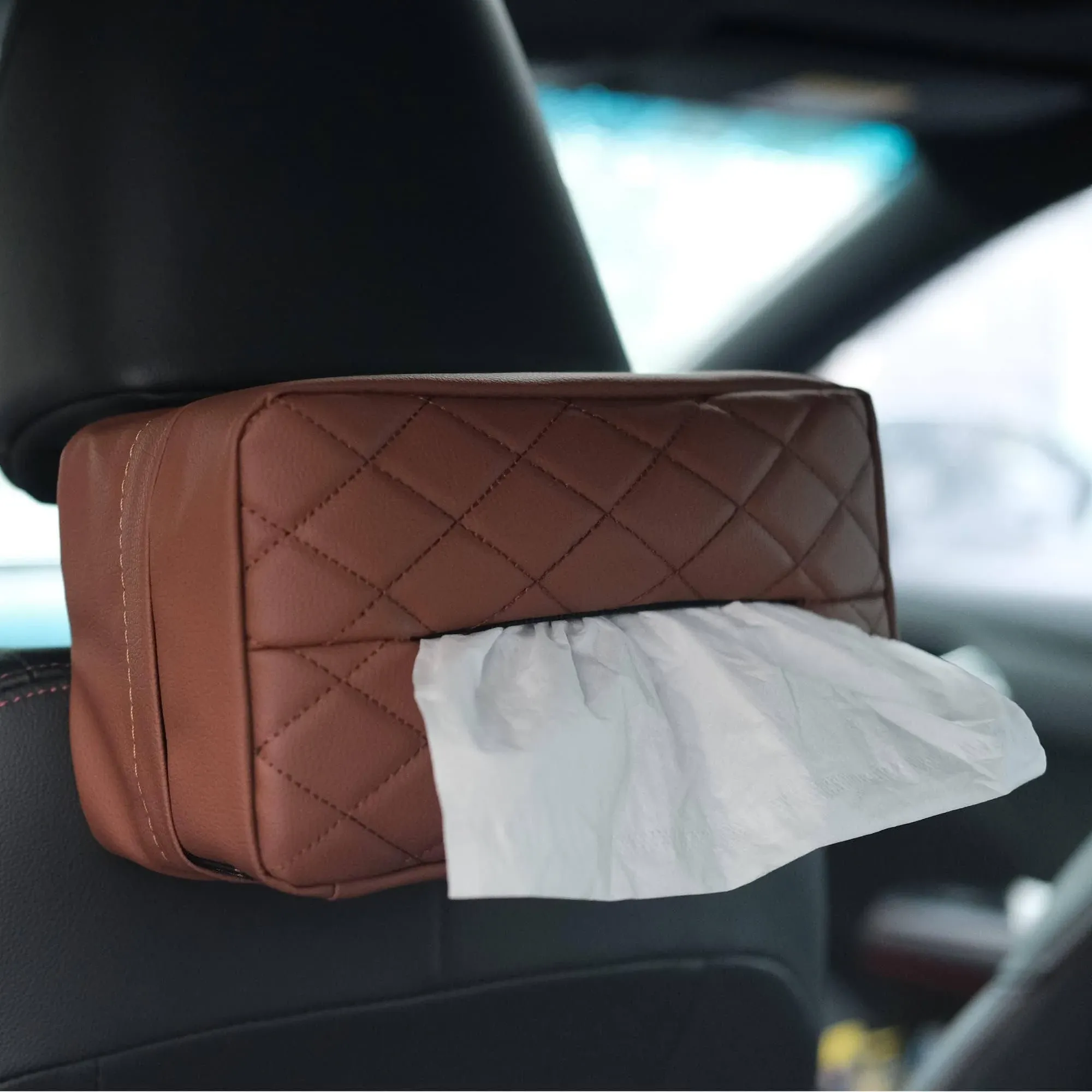 SENYAZON Car Tissue Holder Extra Large Tissues Box Cover for Car Backseat Ide...