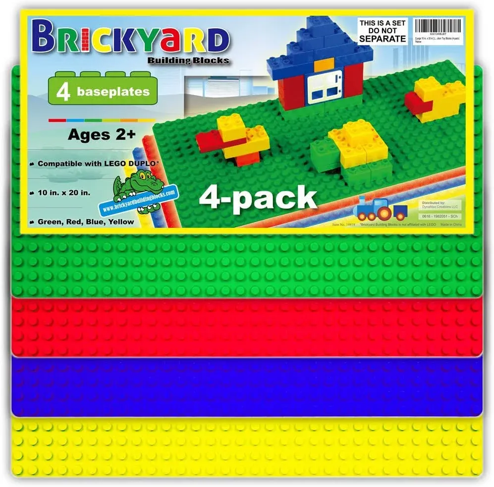 Brickyard Building Blocks Baseplates, Large Thick Base Plates for Building Bricks, for Activity Table or Displaying Toys