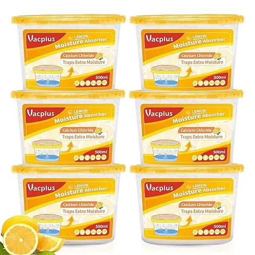 Vacplus Moisture Absorbers 6 pack, 10.5Oz Portable Humidity Absorber Boxes for Your Bathroom, Closet & Car, Dehumidifier with Lemon Fragrance, Yellow