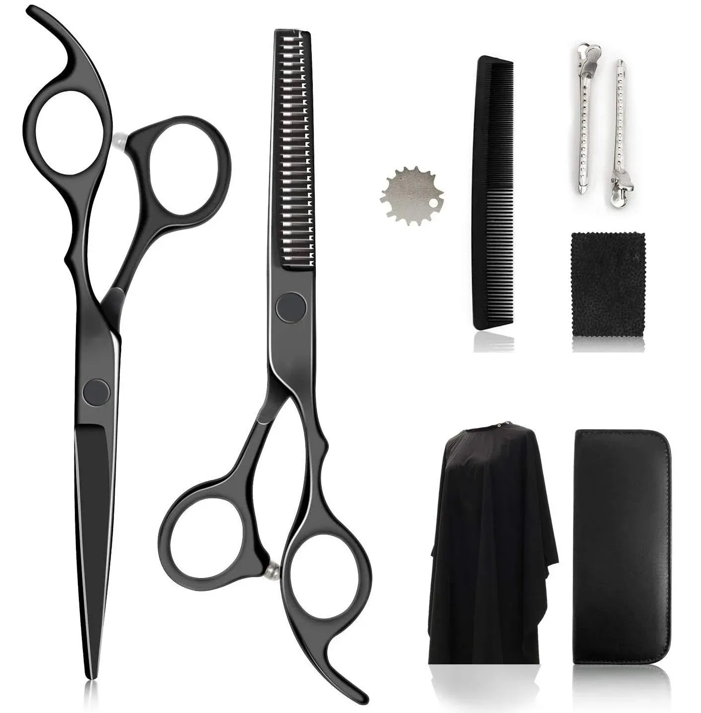 12 PCS Hair Cutting Scissors kit,Hair Scissors Professional,for Hair Cutting with Stainless Steel Haircut Scissors, Thinning Shears, Comb, Cape,Barber Scissors for Men and Women Barber