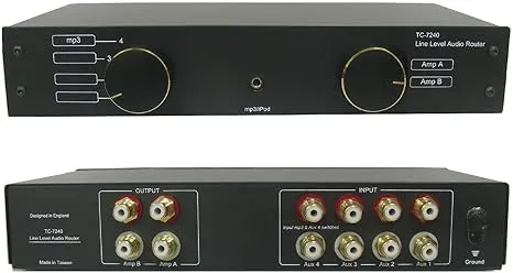 Beresford TC-7240 4-Way RCA / Phono Line Amp Router Audio Switcher Selector