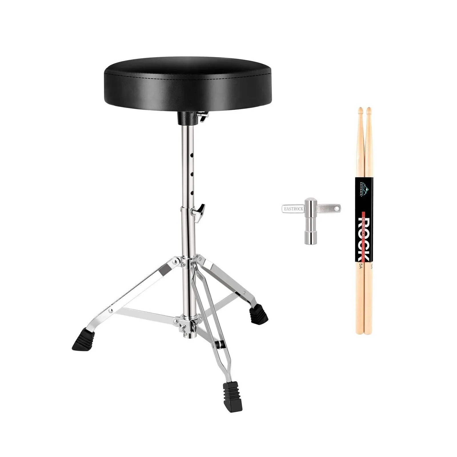 EASTROCK Drum Throne,Padded Drum Seat Drumming Stools with Anti-Slip Feet for Adults and Kids Drummers (Silver)