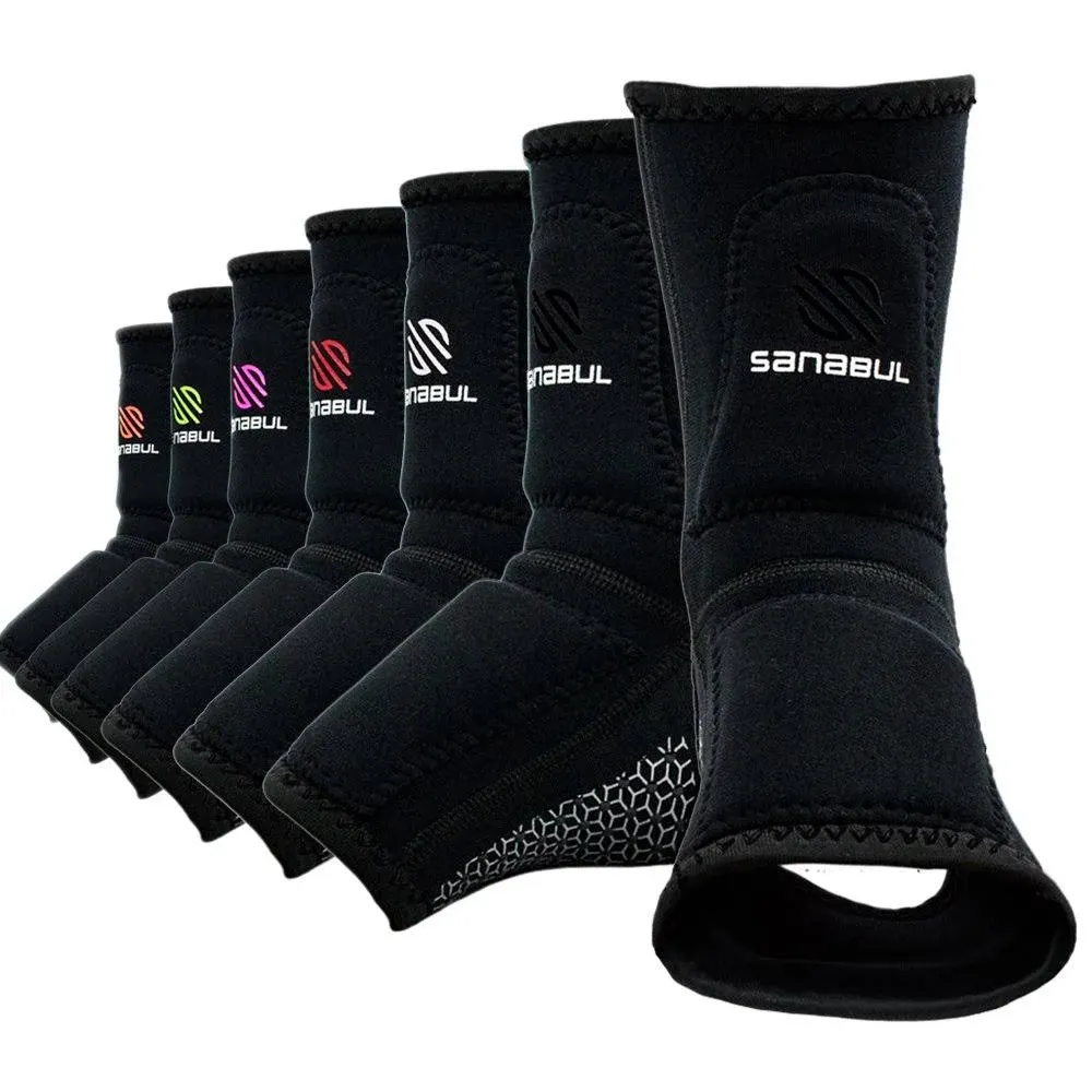 Sanabul Essential Gel Ankle Guard for MMA Sparring Kickboxing Striking Martial Arts Ankle Sleeves for Men & Women Ankle and Foot Protection 1 Pair - Black, S/M