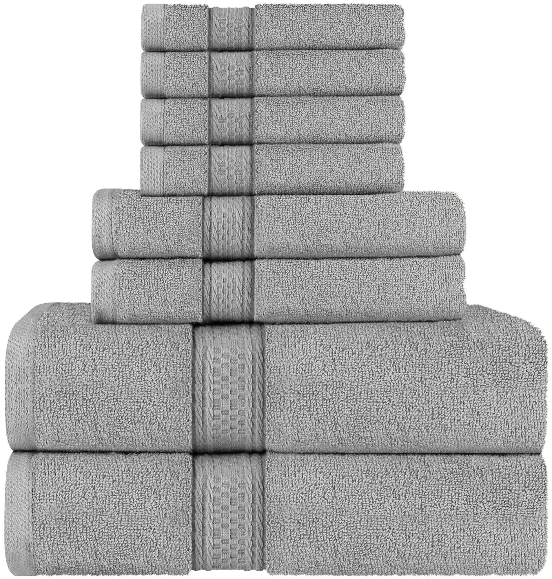 Towels Cool Grey, Towel Set, 2 Bath Towels, 2 Hand Towels, and 4 - Black