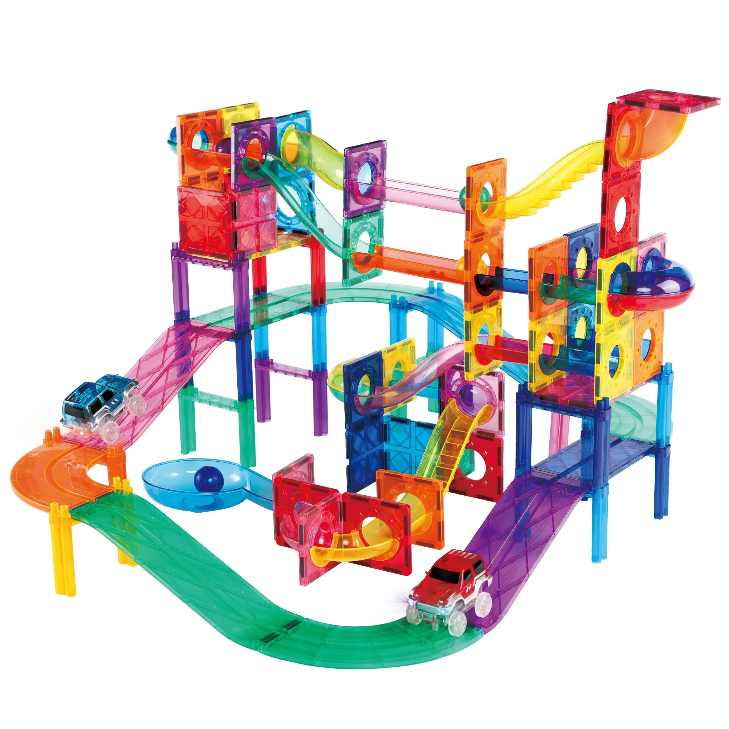 Picasso Tiles Magnetic Marble Run and Race Track 108pc Combination Set