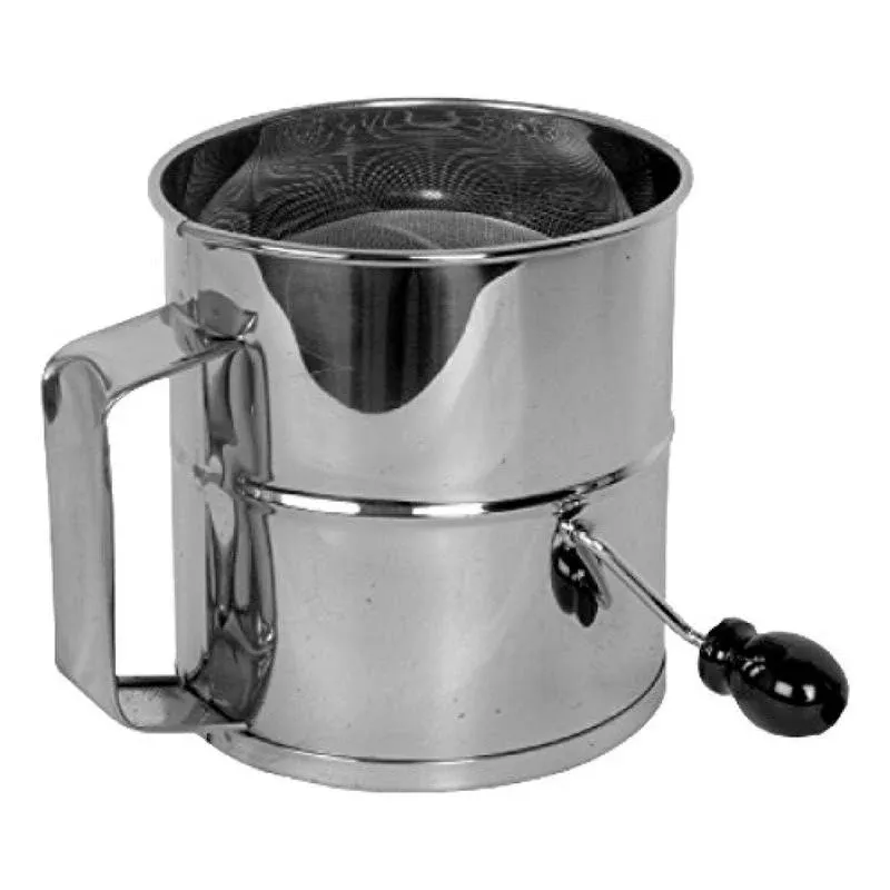 Thunder Group SLFS008 8 Cup Stainless Steel 4 Wire Agitator Rotary Flour Sifter