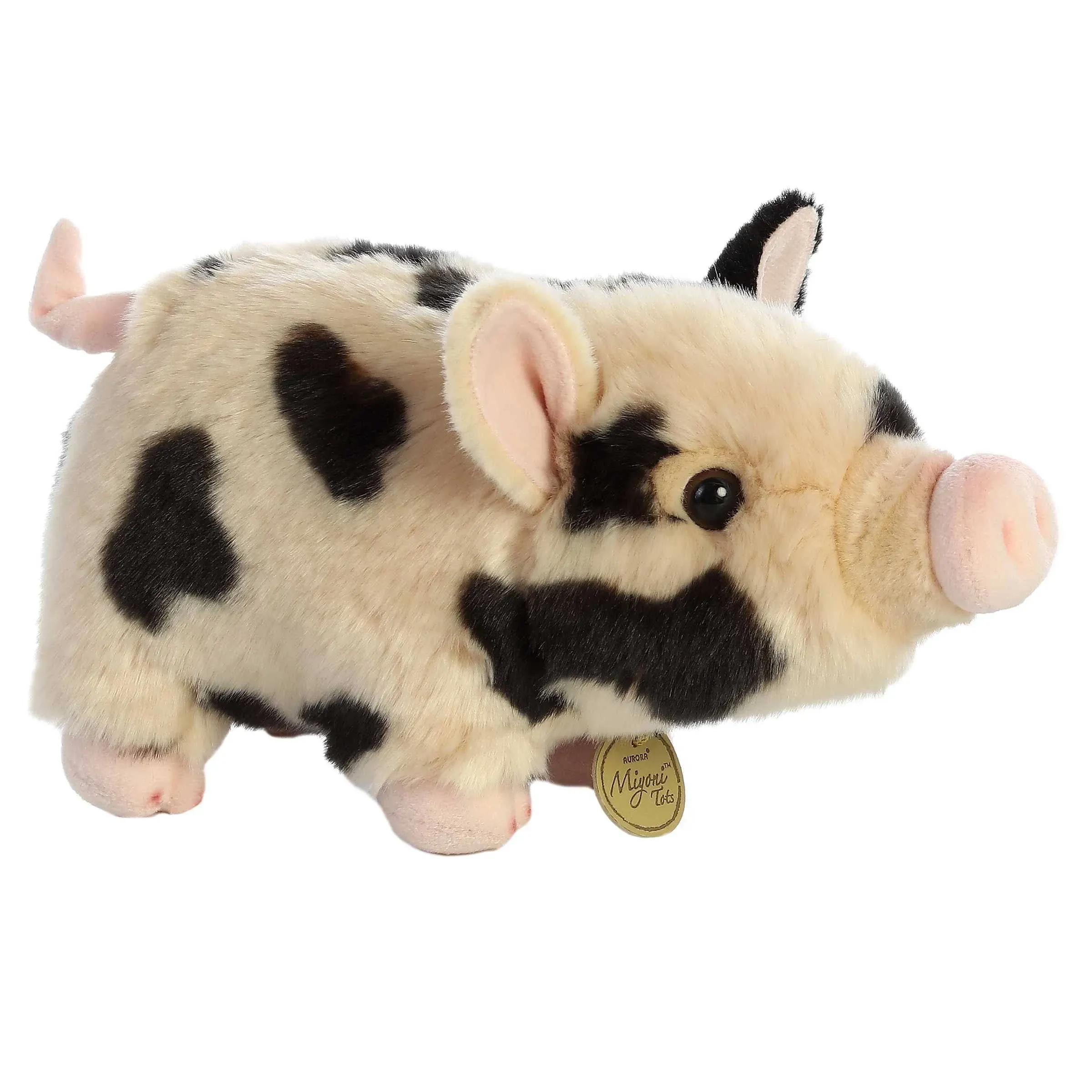 Aurora® Adorable Miyoni® Tots Pot-Bellied Piglet Spotted Stuffed Animal - Lifelike Detail - Cherished Companionship - Pink 11 Inches