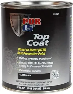 POR-15 Top Coat Paint, Direct to Metal Paint, Long-term Sheen and Color Retention, 32 Fluid Ounces, Gloss BlackPOR-15 Top Coat Paint, Direct to Metal Paint, Long-term S…