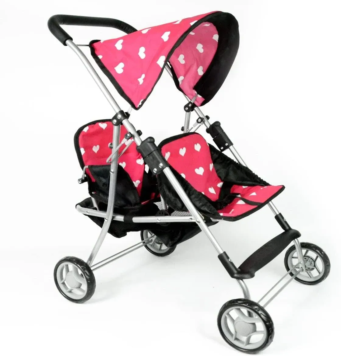 My First Doll Twin Stroller - Cutest Heart Design Doll Twins Stroller - Great Toy Gift for Girls