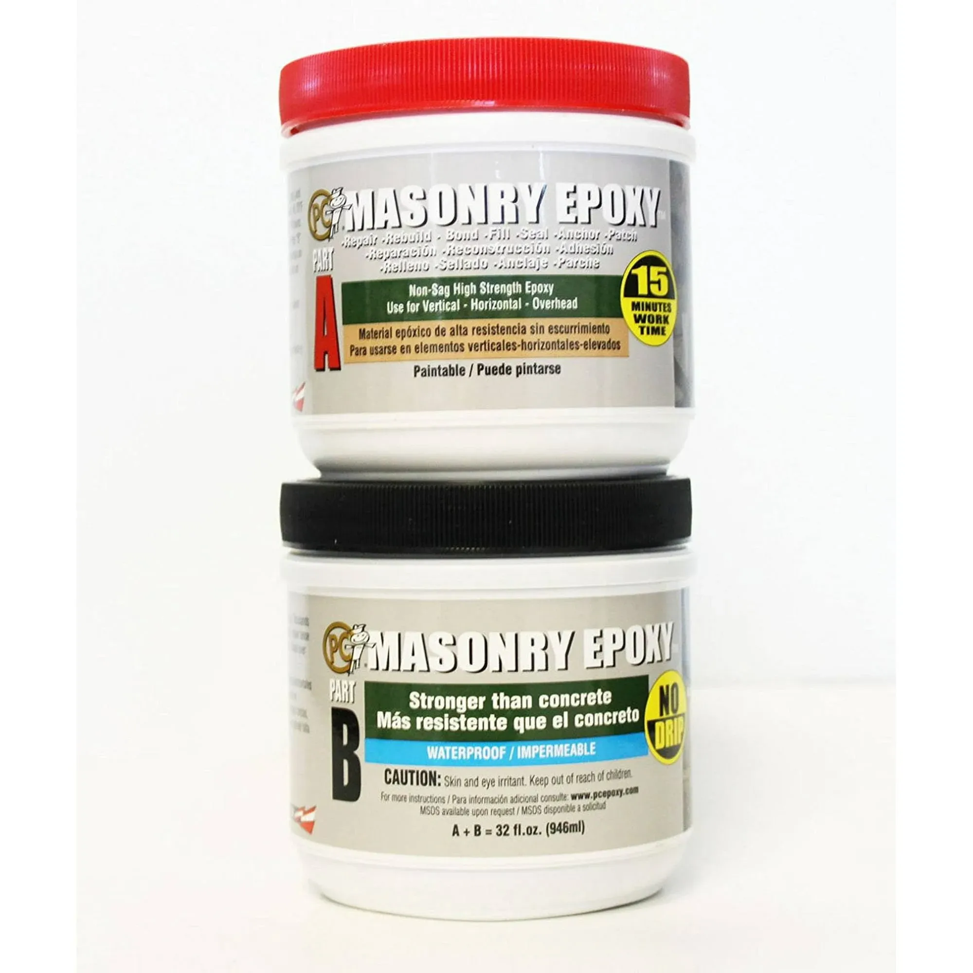 Pc-Masonry Epoxy Adhesive Paste, Two-Part Repair, 32 Oz in Two Jars, Gray 73209