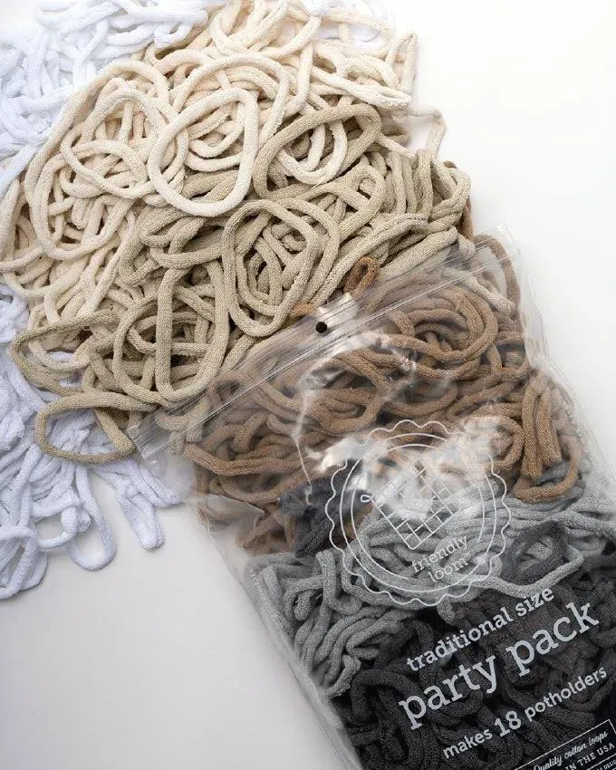 Friendly Loom - Traditional Size Potholder Loops - Party Pack Neutrals