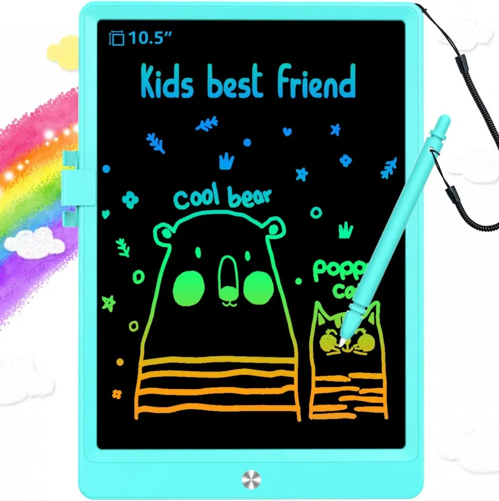 Electronic LCD Drawing Tablet Doodle Board,10.5 inch Colorful Drawing And Writing Pad,Travel Gifts for Kids Ages 3 4 5 6 7 8 Year Old Girls Boys (Blue)