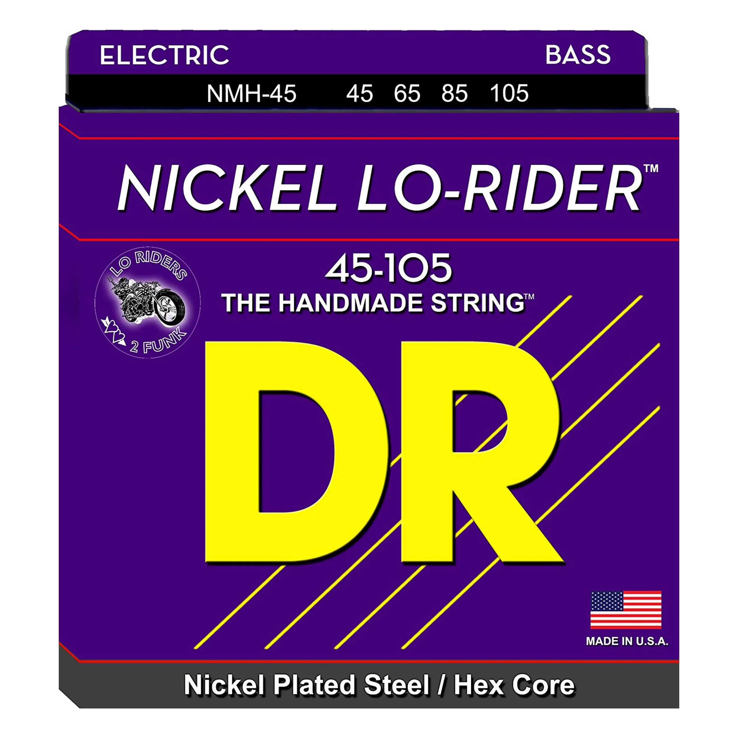 DR Strings NMH-45 Nickel Lo-Rider Medium Electric Bass Strings .045 -.105