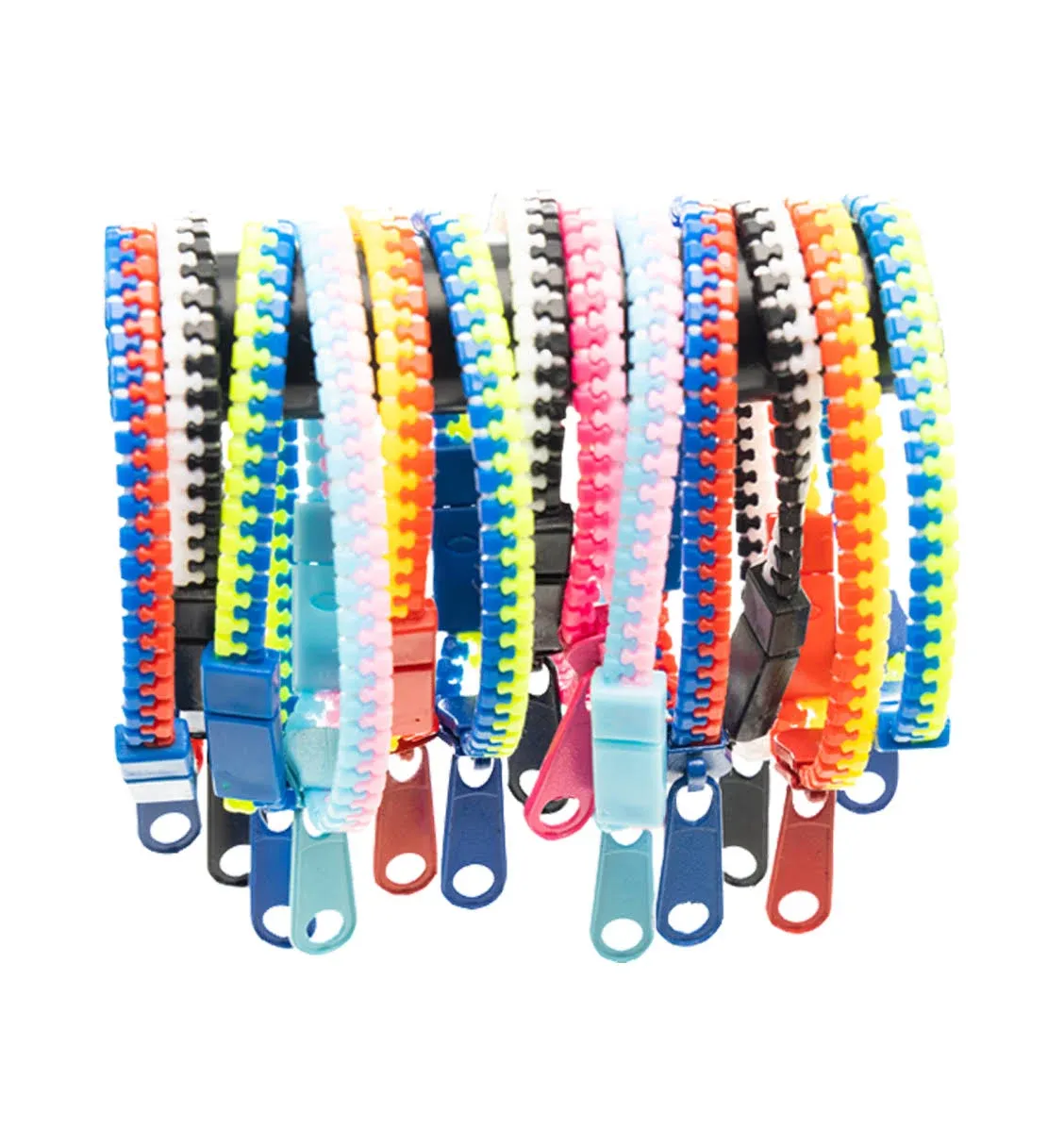 Zip-Zip Hooray Fidget Bracelets for Kids, Multi-Colored Sensory Toys, Perfect for Kid's Party Favors, 48-Count