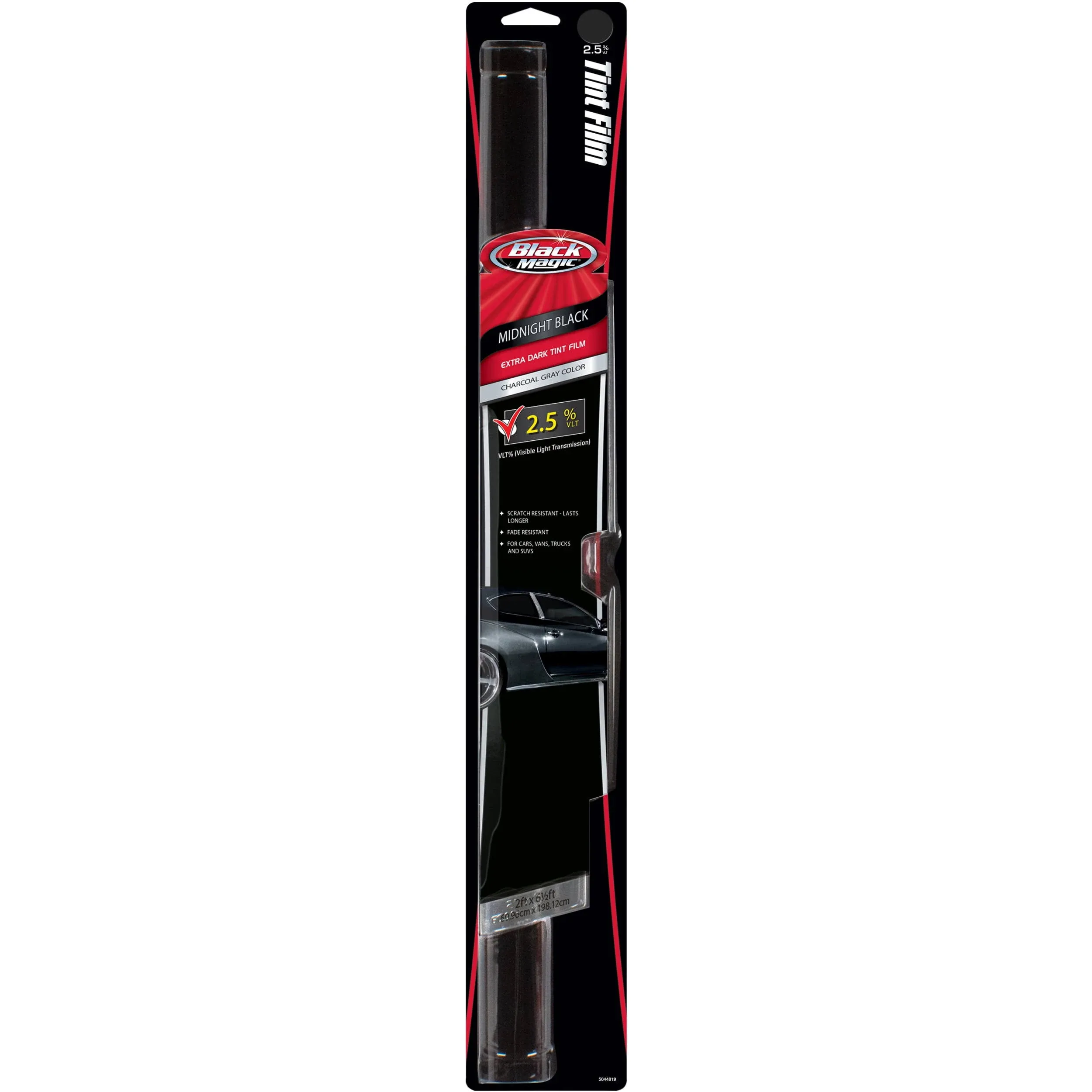 Black Magic 5044819 Midnight Black Extra Dark Tint Film, 2.5% VLT, 25-Inches x 78-Inches