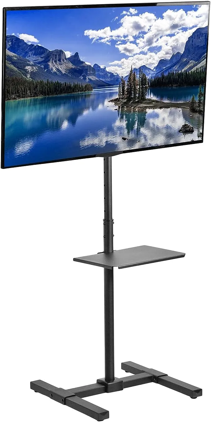 VIVO TV Floor Stand for 13 to 50 inch Flat Panel LED LCD Plasma Screens, Portable Display Height Adjustable Mount STAND-TV07…