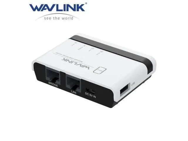 WAVLINK USB Wireless Print Server, WiFi Print Server with 10/100Mbps LAN/Bridge ...