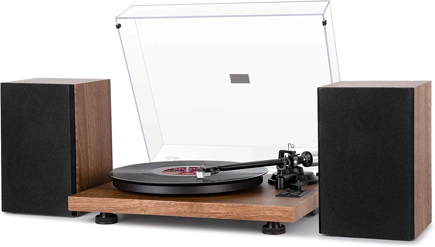 1 by One Bluetooth Turntable HiFi System with 36 Watt Bookshelf Speakers