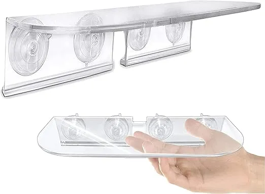 Window Garden Double Veg Ledge - Window Shelf for Plants, Clear Acrylic Shelves - Suction Cup Indoor Plant Holder - Glass Window Sill Extender for Microgreens Kit, Seed Starter Pots, Planters (2 Pack)