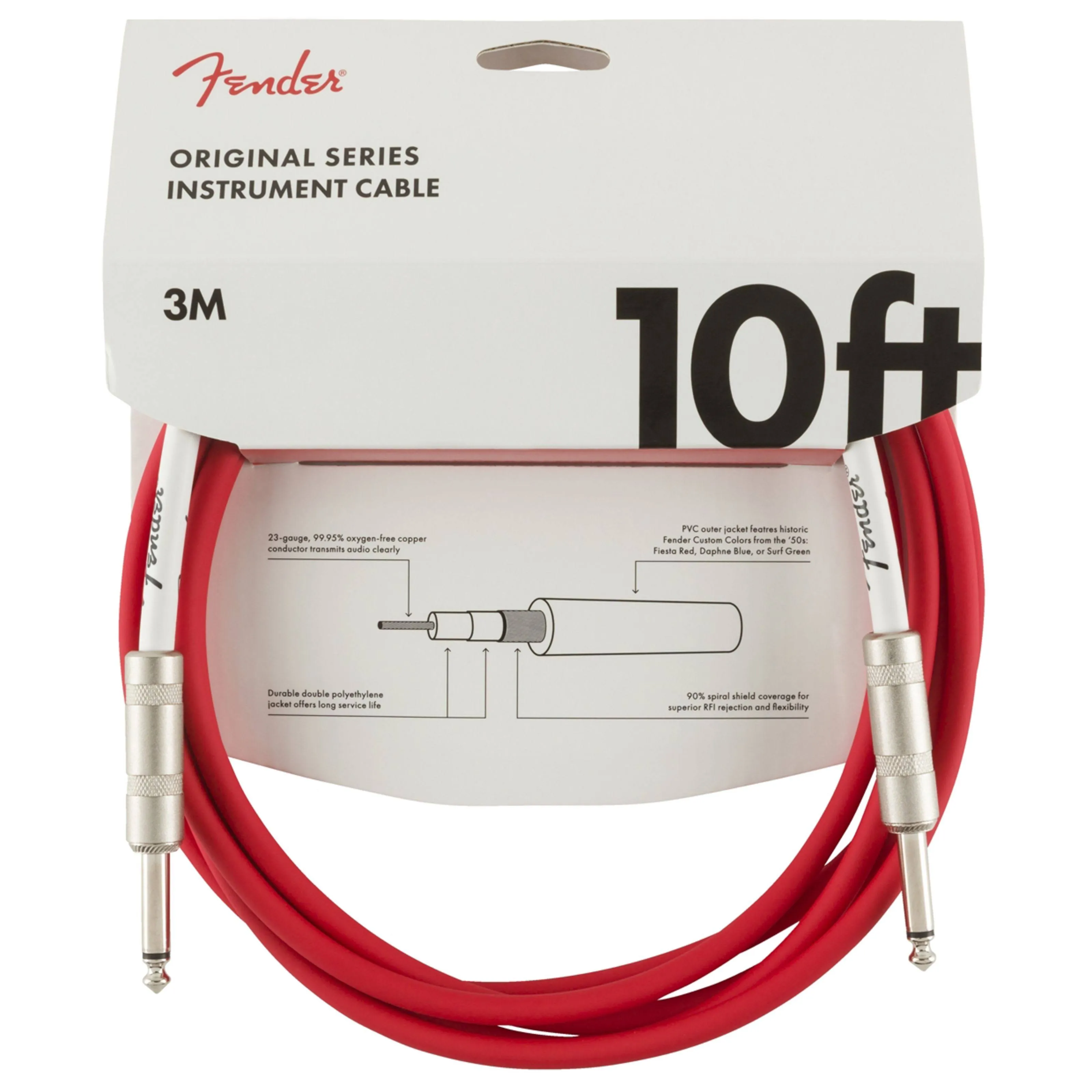 Fender 10ft Original Series Fiesta Red Instrument Cable