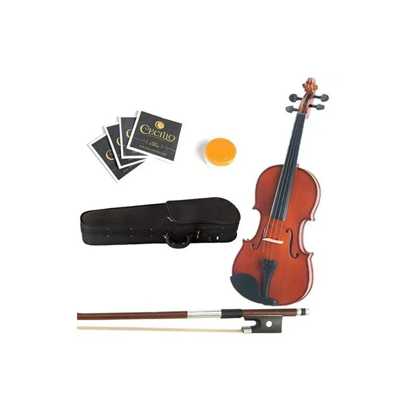 Mendini 16-Inch MA250 Varnish Solid Wood Viola with Case, Bow, Rosin, Bridge and Strings