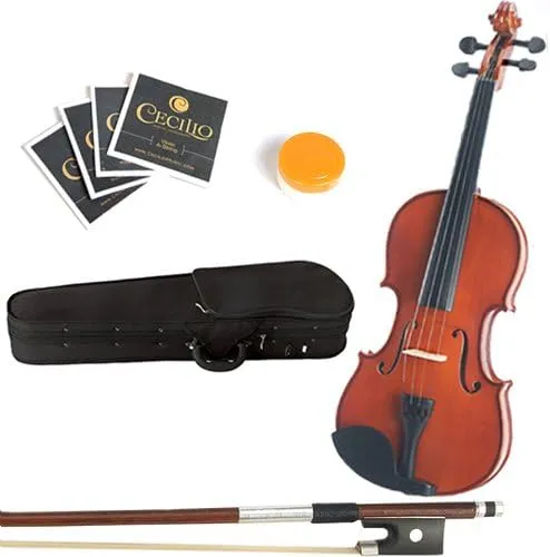 Mendini 15-inch MA250 Varnish Solid Wood Viola with Case, Bow, Rosin, Bridge and Strings